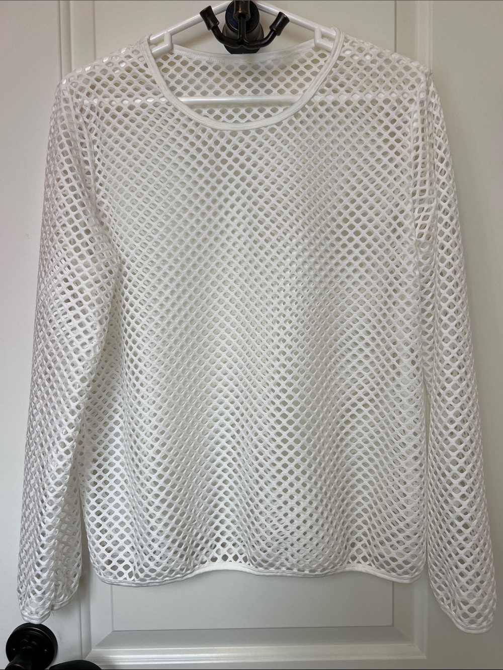White Women's Mesh Long-Sleeve Top